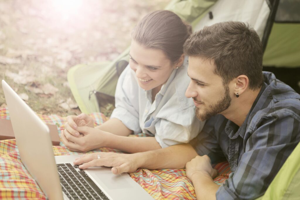 A couple enjoying outdoor activities together.